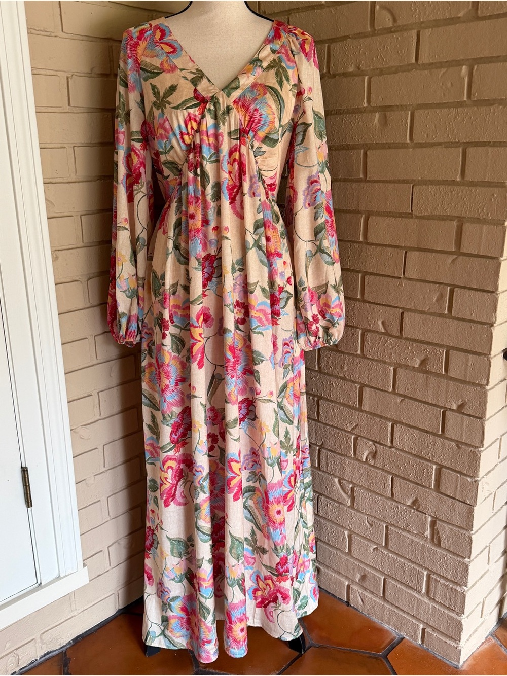 NEW Skies Are Blue Floral Pleated Maxi Dress Wedding Guest Cocktail Party NWT L